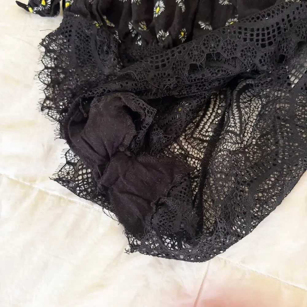 Free People Intimately Daisy Floral Lace Deep V Bodysuit Small